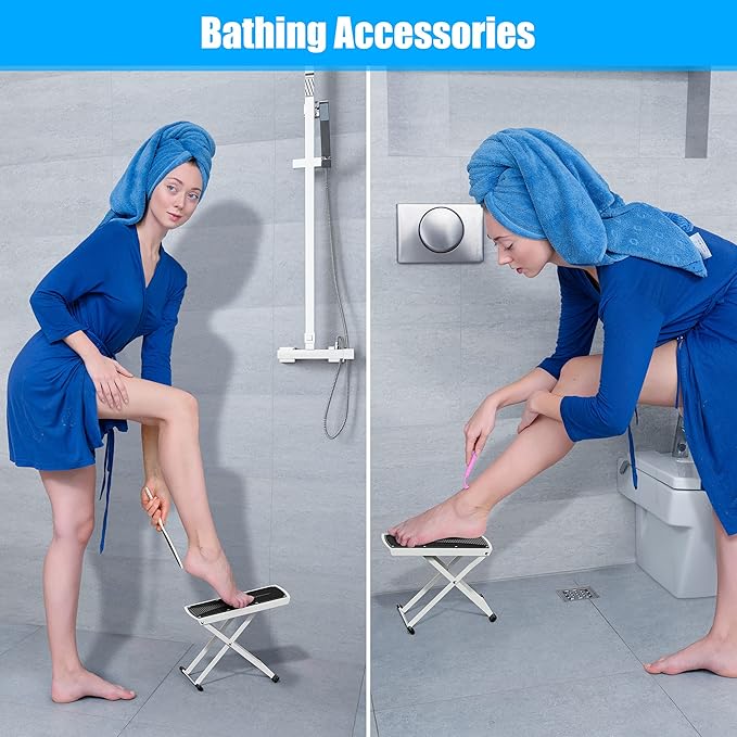 Pedicure Foot Rest, Adjustable Foot Stand with Non-Slip, Toe Separator - Easy at Home, No More Bending or Stretching, Beauty Pedicure Kit, White