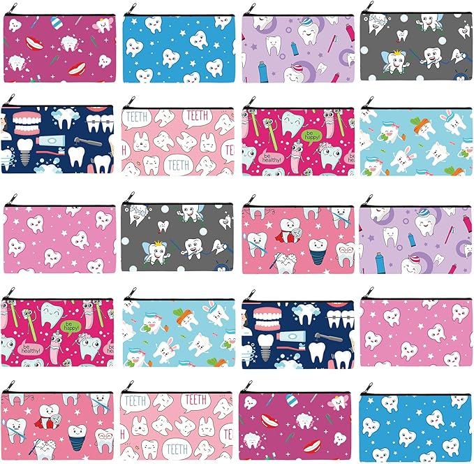 Reginary 20 Pieces Cosmetic Bag for Women, Roomy Makeup Bags with Zipper Toiletry Bag Pouch Travel Accessory Organizer Gifts, 7 x 4.3 Inches(Teeth)