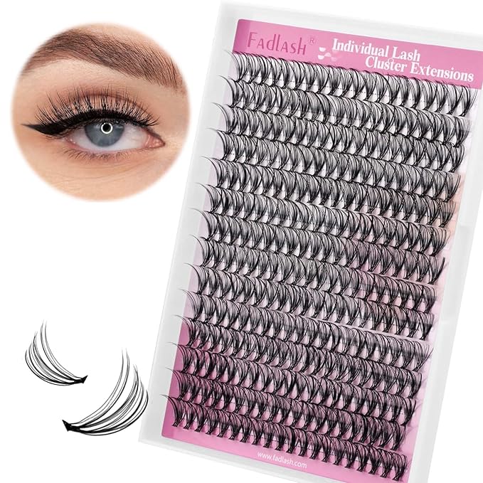 Individual Lashes Large Tray D Curl Lash Clusters 10D 20D 30D 40D Individual Lash Extensions Cluster Lashes Lash Extension Supplies Eyelash Clusters (20D-0.07D, 12mm)
