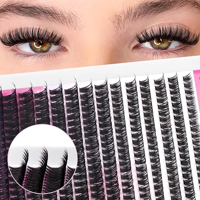 FADLASH Lash Clusters Natural Eyelash Clusters 60D Individual Cluster Eyelash Extensions 8-16mm D Curl Fluffy Eyelash Extensions (60D, 8-16mm)