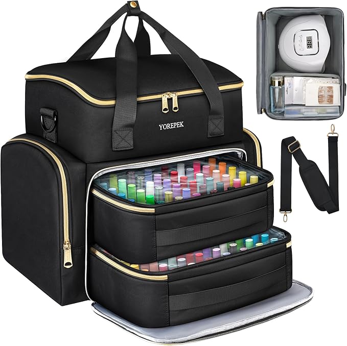YOREPEK Extra Large Nail Polish Organizer Case Holds 96 to 100+ Bottles (15ml/0.5 fl.oz) UV lamp, Gel Polish Travel Case Bag with 2 Removable Pouches Fits Nail Suppiles, Manicurist Nail Tech Gifts