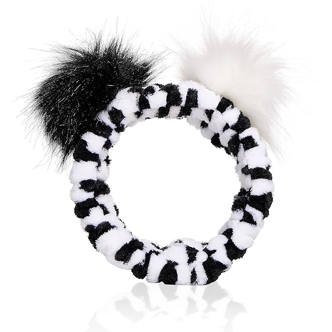 Disney Spa Headband, Soft, Plush, Adjustable, and Fun Hair Accessory for Skincare and Makeup Routines, Cruella by Belle Maison