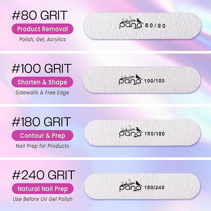 25PCS Mini Size PANA Professional Double Sided Nail Files - Zebra, 100/180 Grit - Emery Board Nail Buffering File Manicure Pedicure Nail Polisher Washable
