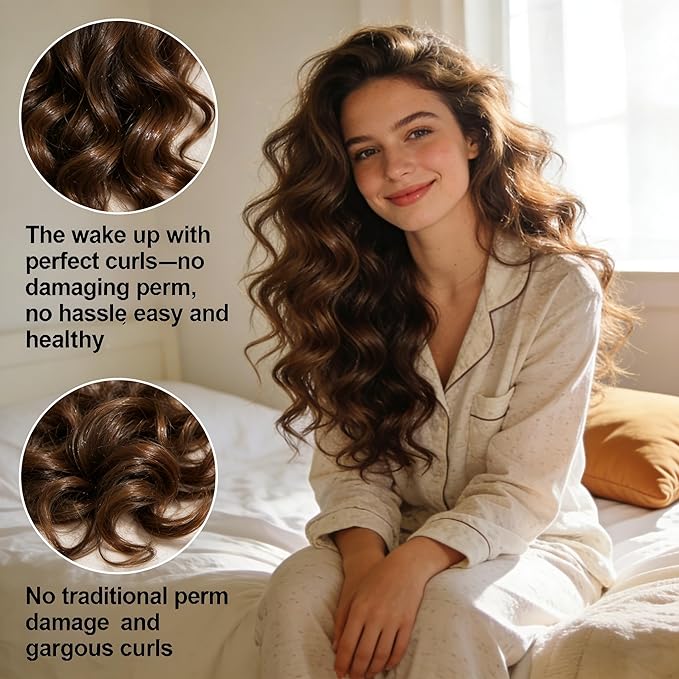 【5Pcs】 Heatless Hair Curler Overnight Curls with Satin Scarf No Heat Curling Blowout Rod to Sleep In Hair Rollers