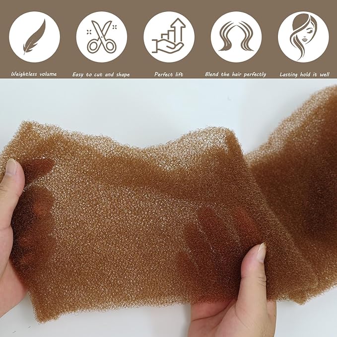 Hair Sponge for Updo Brown with 200pcs pin Hair Filler Padding for Updo Light coffee