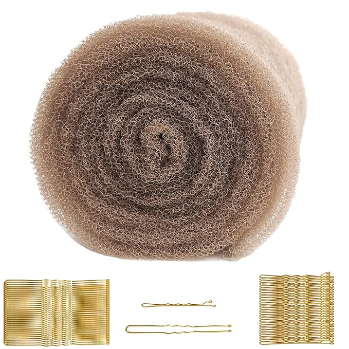 Hair Sponge for Updo Tan with 200pcs pin Hair Filler Padding for Updo (Apricot)
