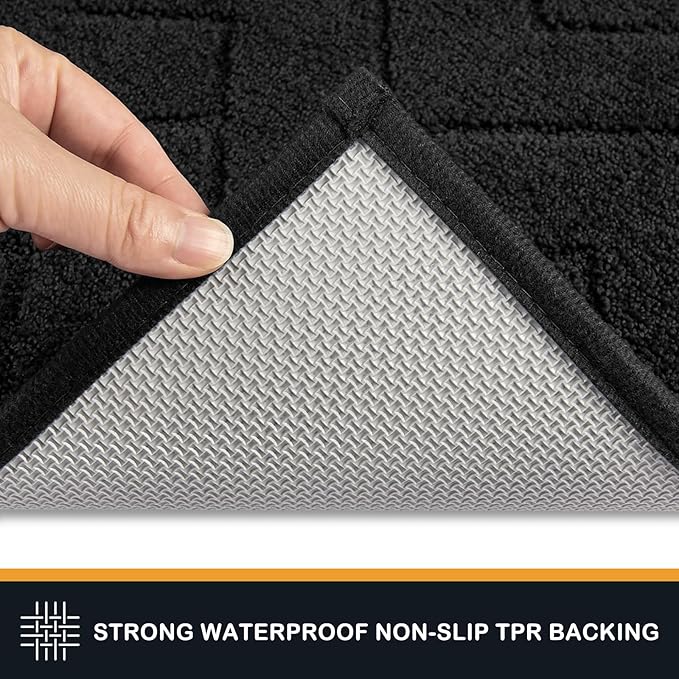 PURRUGS Dirt Trapping Door Mat 34" x 59", Non-Slip Machine Washable Entry Rug, Dog Doormat, Indoor Front Door Mat, Super Absorbent Entryway Rug for Muddy Shoes & Paws, Black