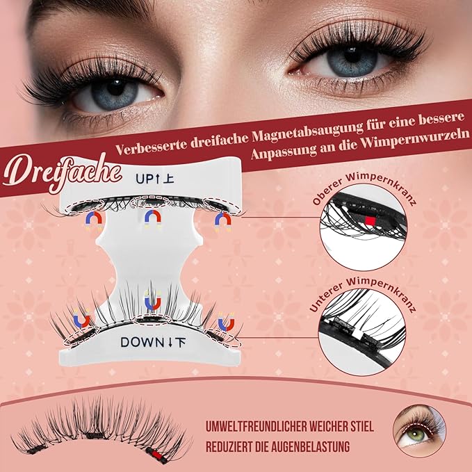 Higu clace Magnetic Eyelashes with Applicator Soft Magnetic Lashes Natural Look Wispy Magnet Lashes Easy to Wear and Remove （DJCX-H08）