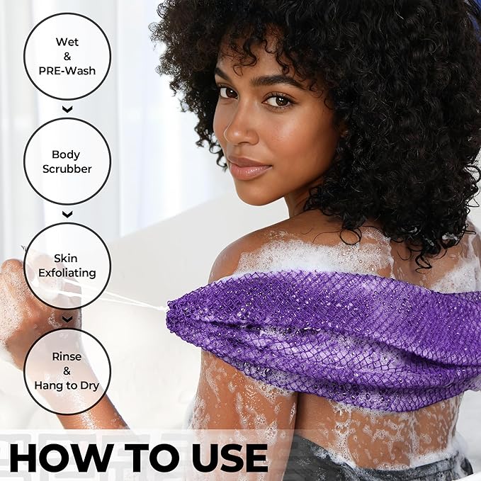 African Net Sponge Authentic - 2 Pieces Exfoliating Body Scrubber Bath Sponge - Loofah Washcloth Back Scrub for Shower Body Exfoliator - Face & Skin Care Bathroom Essentials for Women