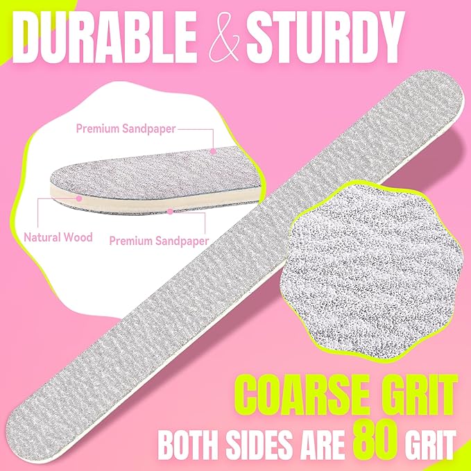 Disposable Zebra Nail Files 80/80 Grit 5 Inch Double Sided Emery Boards for Acrylic Nails Toenails Professional Manicure Pedicure Tools 50Pcs