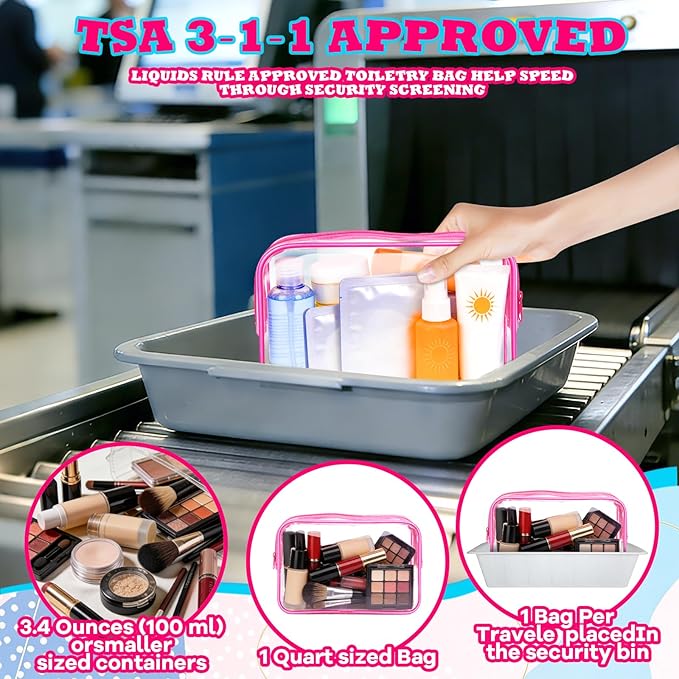 12PCS Clear Cosmetic Bag Transparent Makeup Bag for Women Men Waterproof Travel Makeup Clear Toiletry Organizer Cosmetic Storage Pouch Case with Zipper (Rose Red, Medium)