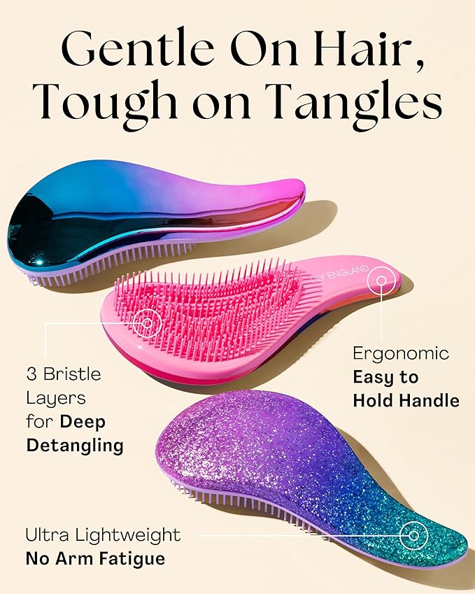 Lily England Teen Girl Gifts Trendy Stuff - Gentle Detangler Hair Brush for Curly, Thick, Straight & Natural Hair - Attractive Gift for Teen Girls with Flexible Bristles for Wet & Dry Hair, Rose-Gold