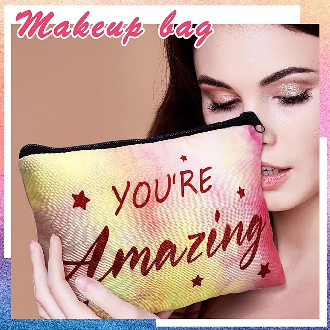 Pinkunn 16 Pcs Valentines Canvas Makeup Bags Bulk Inspirational Christian Women Religious Galentine Gifts Inspirational Bible Verse Pencil Pouch Makeup Bags with Zipper for Travel(Bible Watercolor)