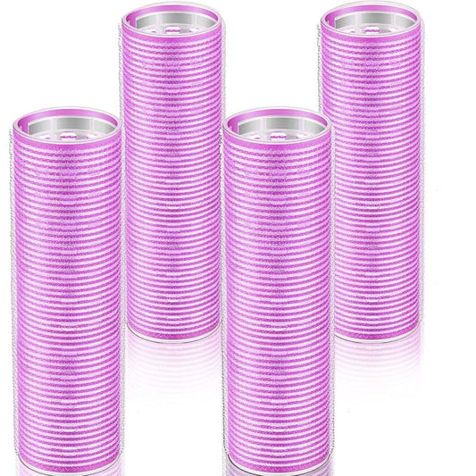 WILLBOND 4 Pcs Long Hair Rollers for Bangs Aluminum Core Curlers Thermal Self Grip Roller for Long and Medium Hair Women Hairstyle(4.1 x 1.2 Inch,Purple)
