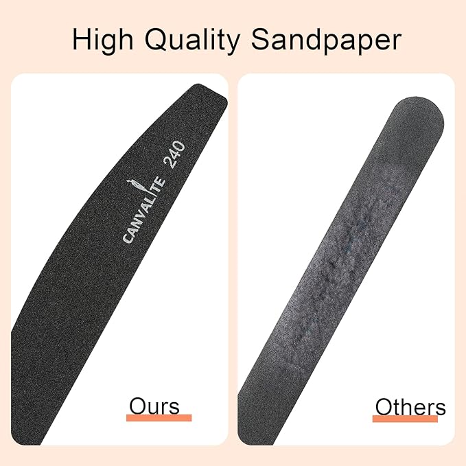 Canvalite 40 PCS Nail File Reusable Peel and Stick Nail Files Replaceable Emery Boards Nail File for Natural Nails Professional 240 Grit Fingernail Files for DIY Salon Use