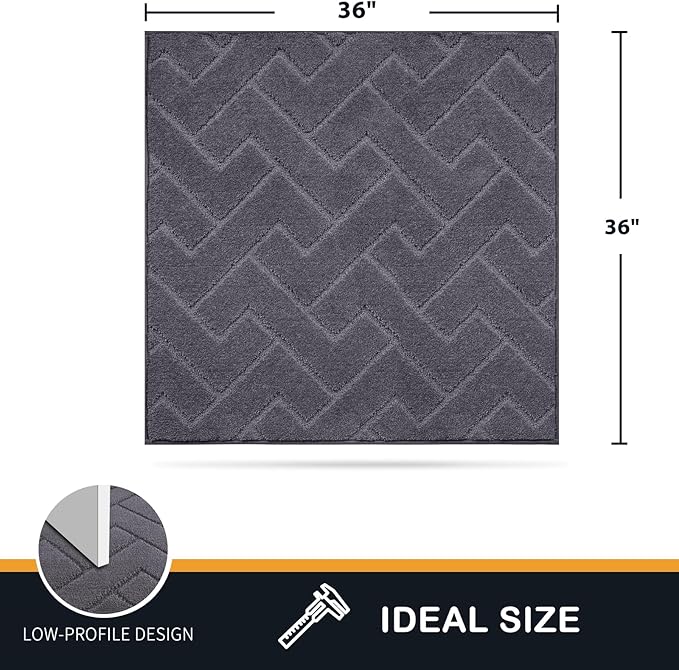 PURRUGS Dirt Trapping Door Mat 36" x 36", Non-Slip Machine Washable Entry Rug, Dog Doormat, Indoor Front Door Mat, Super Absorbent Entryway Rug for Muddy Shoes & Paws, Grey