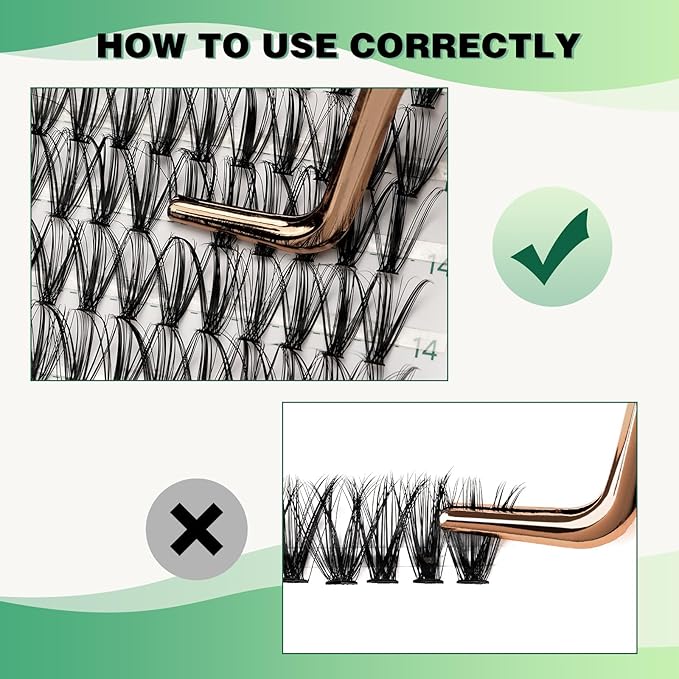 KEYYOU Lash Clusters 300pcs Individual Lashes 30D 0.07D Curl 16mm DIY Eyelash Extension Large Tray Volume Soft&Natural Cluster Lashes(30D-0.07D,16）