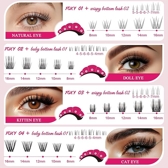 Lash Clusters Wispy & Fluffy Lashes D Curl Eyelash Clusters WideSpan Lash Extension With Bottom Eyelashes EyeLash Extensions