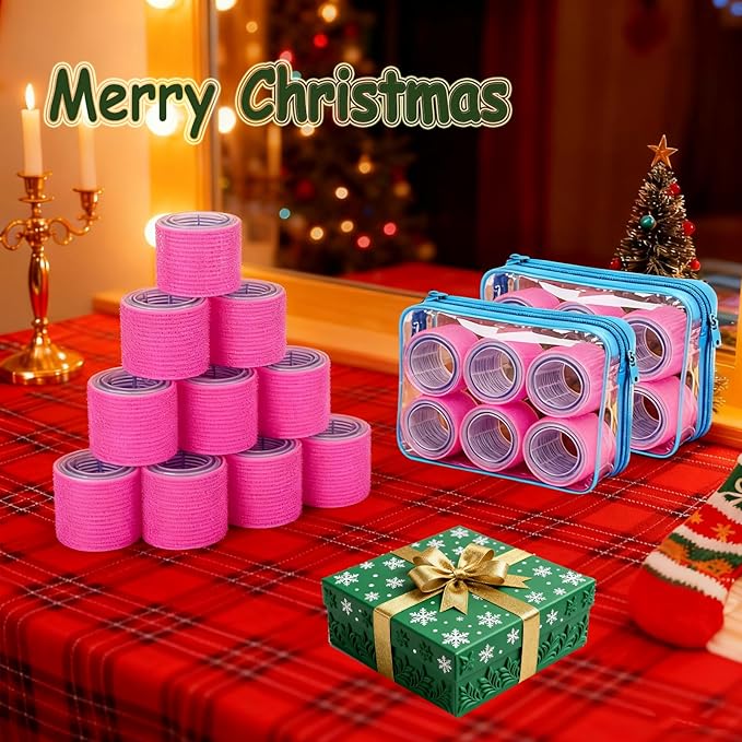 3'' Extra Large Hair Rollers Set for Long Hair, Jumbo Self-Grip VelcroRollers for Salon-Volume & Big Curls, 31 PCS with 3 Sizes (3"/2.5"/2"), Includes Clips & Comb, Travel Pack