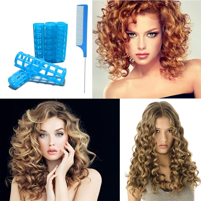 28PCS Heatless Snap-On Self-Grip Plastic Hair Curlers Set - DIY or Salon Hairstyling Tools (1.5cm/0.6in)