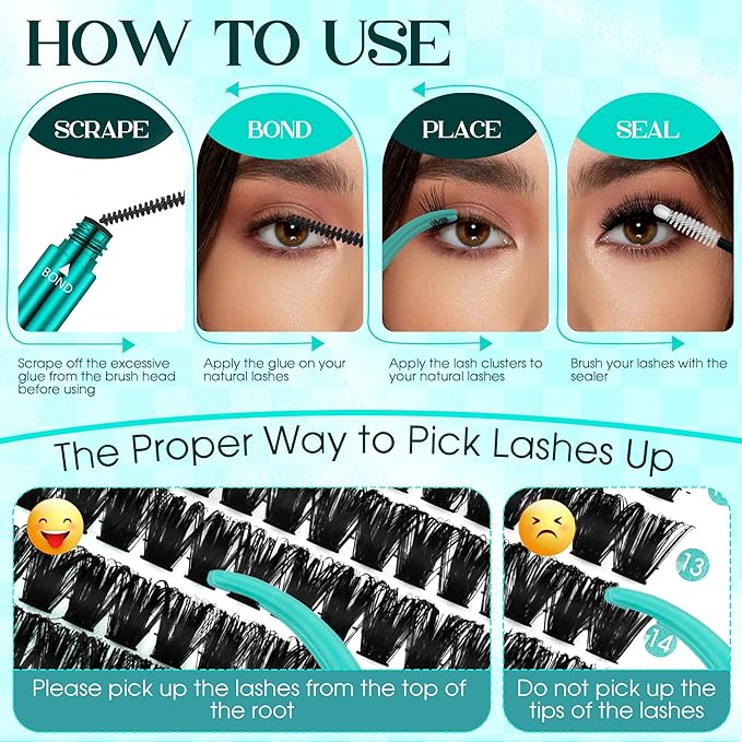Lash Clusters Fluffy Cluster Lashes Extensions Thick 280pcs D Curl Eyelash Clusters DIY At Home Individual Lashes Extension by GEMERRY（60P-10-18mm)