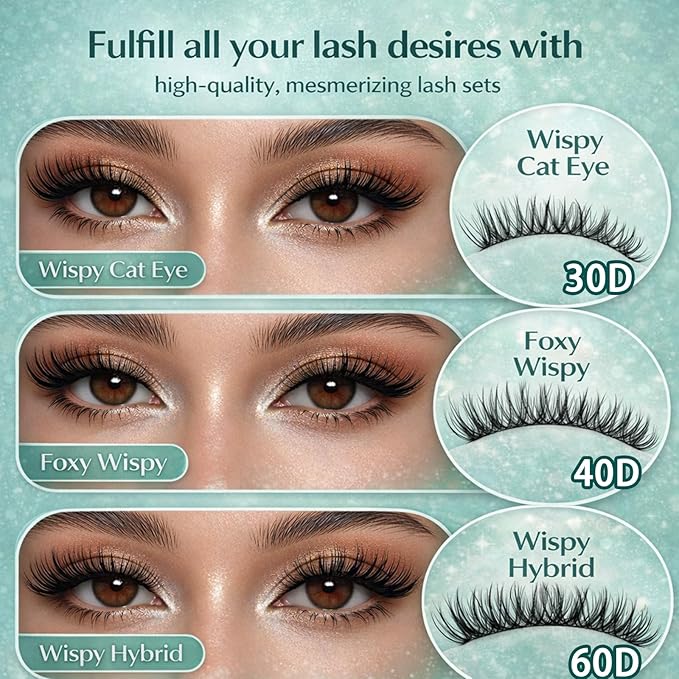Wispy Lash Clusters Kit 640pcs Eyelash Cluster Extensions Curl Individual False Eyelashes Natural Fluffy Mink Lash Extension Kit (Lash Clusters-30D+40D+50D+60D KIT, Lash Clusters)