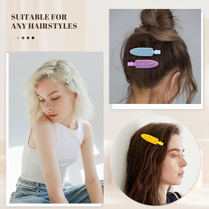 10 Pcs Creaseless No Crease No Bend Flat Hair Clips For Styling Non Slip Makeup Clips For Women Salon Hairstyle,Yellow Purple Beige Blue Green