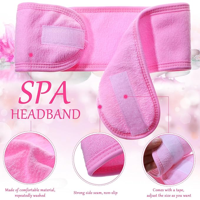 Hoteam 24 Pcs Spa Facial Spa Headband Bulk Skincare Headband Adjustable Face Wash with Tape Terry Cloth Stretch for Make Up Washing Face Shower Facial Mask Yoga