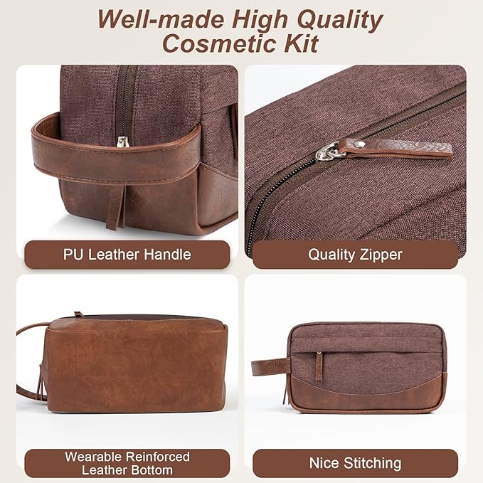 Ezday Travel Toiletry Bag for Men and Women, Hanging Toiletry Organizer, Water Resistant Shaving Kit with Large Capacity for Travel Accessories (Coffee, Medium)