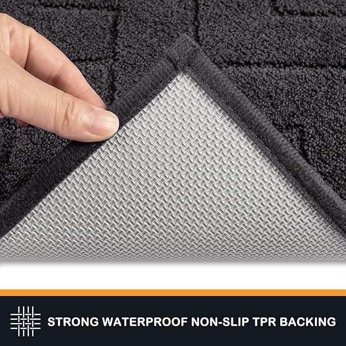 PURRUGS Dirt Trapping Door Mat 24" x 35.5", Non-Slip Machine Washable Entry Rug, Dog Doormat, Indoor Front Door Mat, Super Absorbent Entryway Rug for Muddy Shoes & Paws, Charcoal