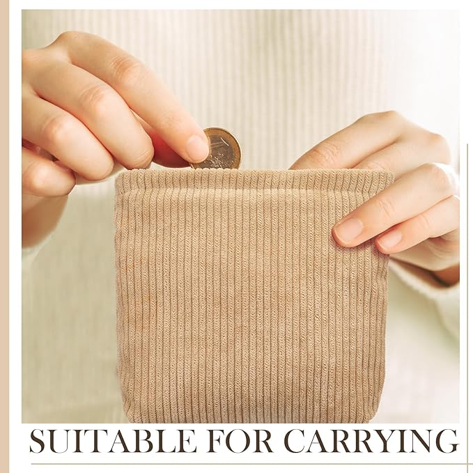 Abbylike 4 Pcs Small Makeup Bag Corduroy Cosmetic Pouch with Zipper Portable Little Bags for Purse Mini Pouch Cute Makeup Purse for Coin Essentials Items Women(Pure)