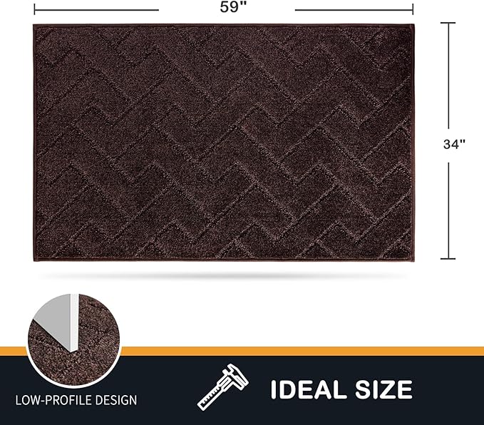 PURRUGS Dirt Trapping Door Mat 34" x 59", Non-Slip Machine Washable Entry Rug, Dog Doormat, Indoor Front Door Mat, Super Absorbent Entryway Rug for Muddy Shoes & Paws, Brown