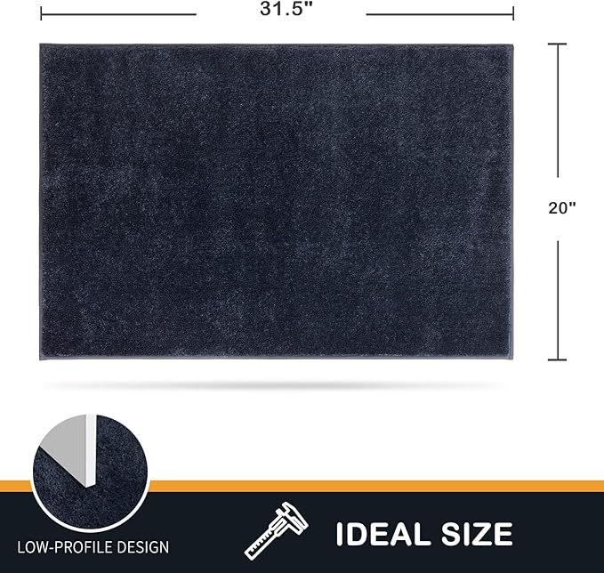 PURRUGS Dirt Trapping Door Mat 20" x 31.5", Non-Slip Machine Washable Entryway Rug, Dog Doormat, Indoor Front Door Mat, Super Absorbent Entry Rug for Muddy Shoes & Paws, Navy Blue