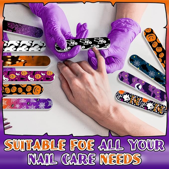 50 Pack Halloween Gifts Bulk for Women Mini Emery Board Nail Files Crazy Party Favors Halloween Theme Goodie Bags Stuffers for Party Supplies Employee Appreciation Teacher Staff Coworkers