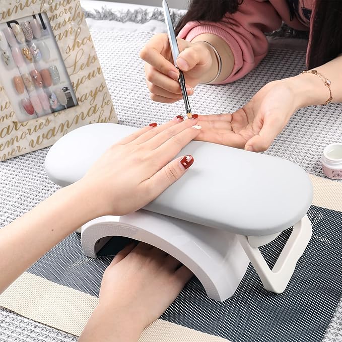 Nail Arm Rest Cushion, Professional Adjustable Nail Hand Rest Stand Arm Rest for Acrylic Nails Cushion Hand Holder, Hand Pillow Stand with PU Leather Soft High-Density Sponge, Manicure Nail Tool
