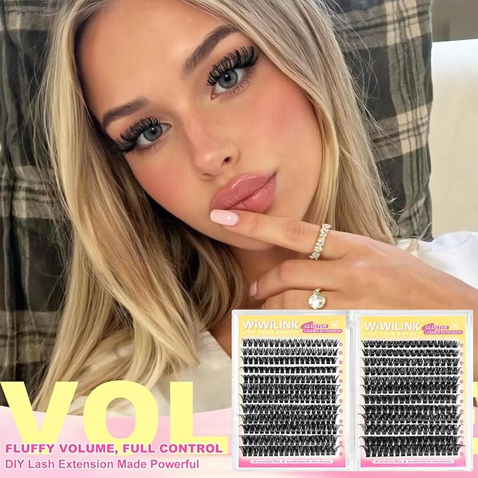 Lash Clusters 408Pcs (80D+100D), Fluffy Wispy Lashes Clusters, D-Curl Cluster Eyelash Extensions 10-18mm - 100% Vegan, Beginner Friendly
