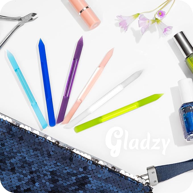 GLADZY Glass Cuticle Pusher - Manicure Cuticle Stick - Crystal Glass Cuticle Remover - Professional Nail Care Tool - Genuine Czech Quality Premium File Set