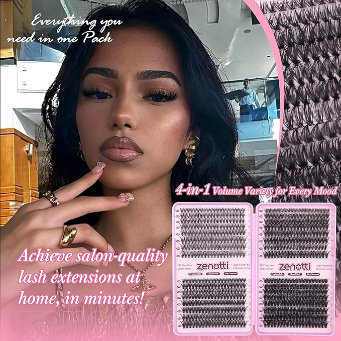 Lash Clusters 640PCS Natural Eyelash Clusters 30D 40D 50D 60D Wispy Cluster Eyelash Extensions 4 Styles Pestañas Postizas Naturales 9-16mm DIY Individual Lashes Extensions Soft Lash Band by zenotti