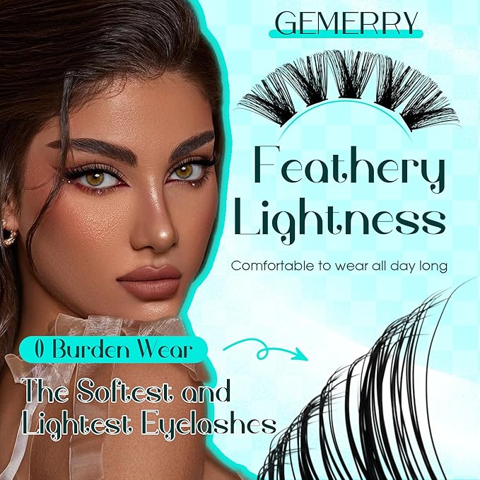 Eyelash Clusters Fluffy Lash Clusters Thick 280pcs 200D Cluster Eyelash Extensions DIY At Home Individual Lashes Cluster Lashes by GEMERRY（200P-10-18mm)