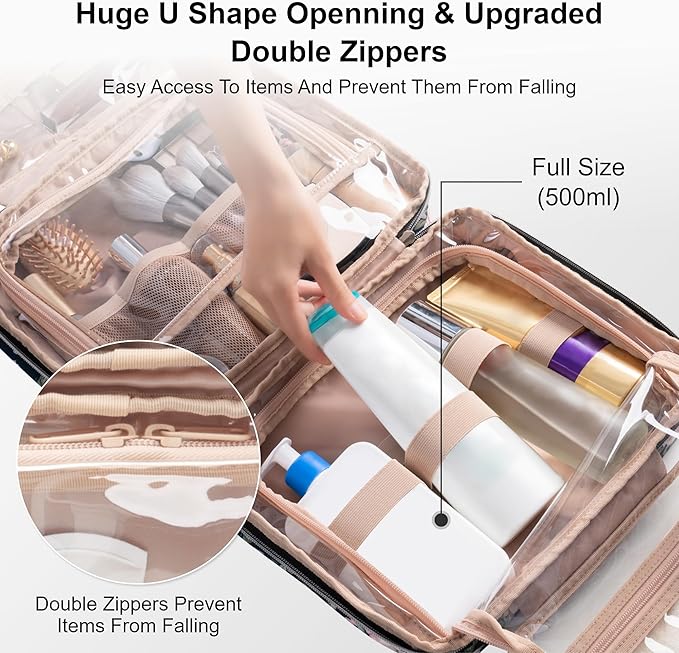 Everfun Hanging Travel Toiletry Bag Christmas Gifts for Women Traveling With Leakproof Compartment Makeup Cosmetic Organizer Dopp Kit Travel Accessories Essentials Must Have