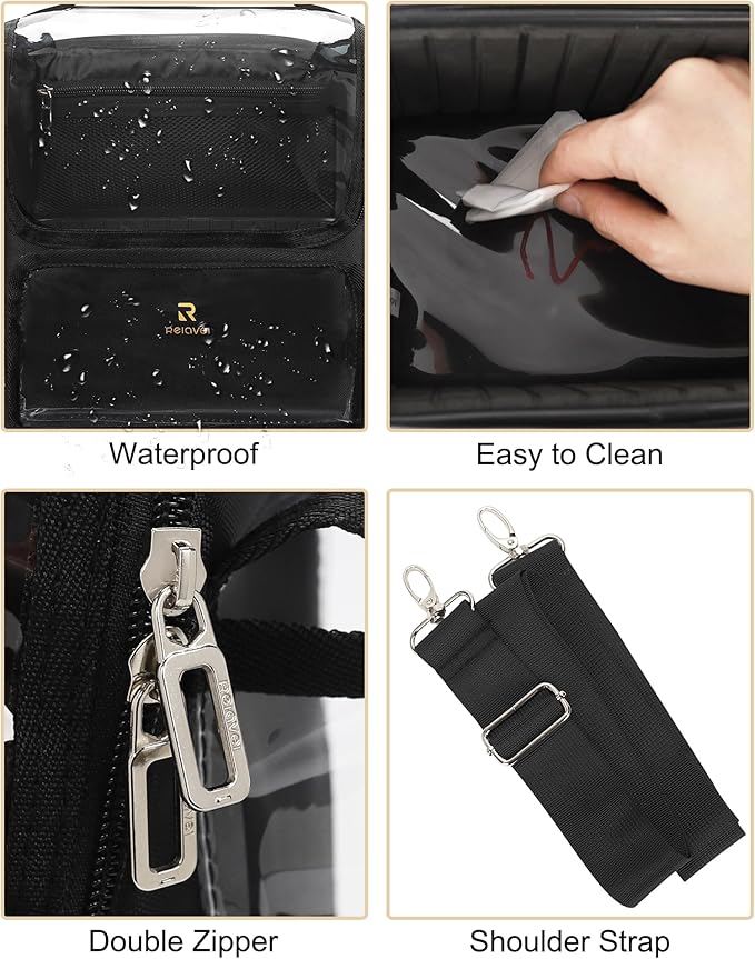 TANTO Makeup Brush Bag, Clear Makeup Case Large Portable Cosmetic Organizer Bag Professional Makeup Artist Bags Travel Cosmetic Train Case with Adjustable Dividers & Strap, Easy to Clean