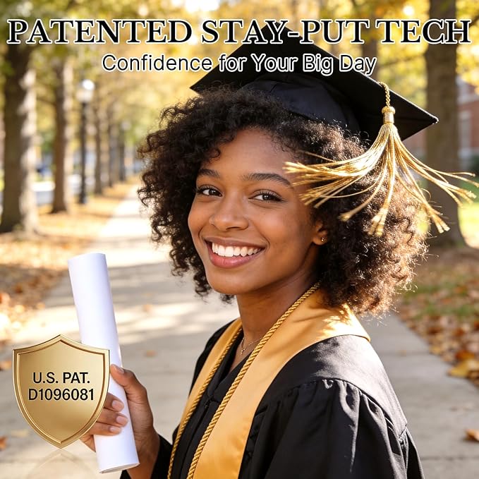 OCQOTAT 1 Pack Graduation Cap Headband, Grad Cap Insert with Hook & Loop or EVA Foam Sticker, Secure Your Graduation Hat and Hairstyle, Essential Hat Accessory for Graduates,Students, Girls,Clear