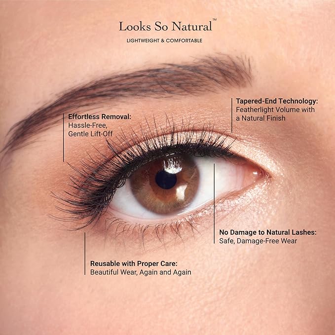 KISS Looks So Natural, False Eyelashes, 'Sultry', 12 mm, Includes 5 Pairs Of Lashes, Contact Lens Friendly, Easy to Apply, Reusable Strip Lashes, Glue-On