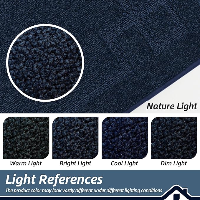 BEQHAUSE Door Mat 32" x 48", Non-Slip Door Mats Indoor Entryway Rugs Washable Low-Profile Absorbent and Stain Resist Floor Mats, Dog Door Mat for Front Back Door, Mud Wet Shoes & Paws, Navy Blue