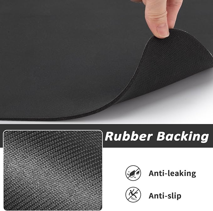 Dog Food Mat - Absorbent Cat Mat for Food and Water, No Stains Pet Feeding Bowl Mat, Easy to Clean Pet Placemats, Quick Dry Dog Water Dispenser Mat for Messy Drinkers | Paw Black 18"x 34"
