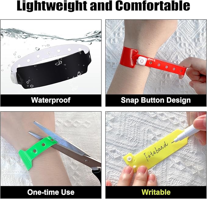 100pcs Colored Vinyl Wristbands, Waterproof & Security Wristbands for Events, Pool Parties & Outdoor Sports (Multiple Colors)