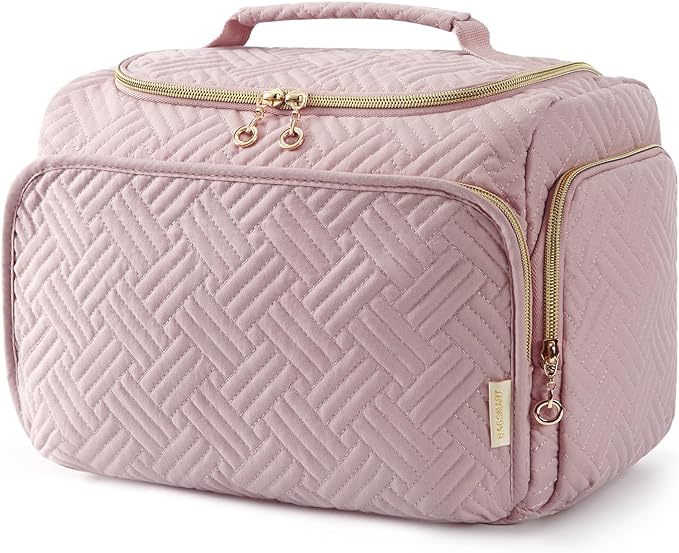 BAGSMART Travel Toiletry Bag for Women, Cosmetic Bag Makeup Bag Organizer with Handle, Travel Bag for Toiletries, Travel Accessories, Full Sized Container