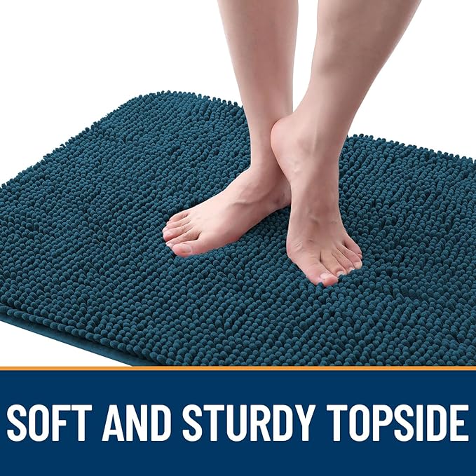 OLANLY Dog Door Mat for Muddy Paws 70x35, Absorbs Moisture and Dirt, Absorbent Non-Slip Washable Doormat, Quick Dry Chenille Mud Mat, Entry Indoor Entryway Carpet for Inside Floor, Atlantic Blue