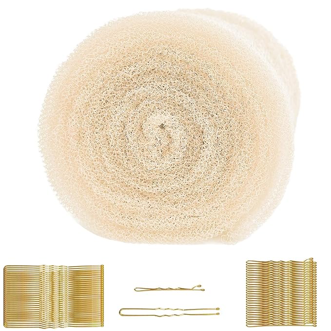 Hair Sponge for Updo Brown with 200pcs pin Hair Filler Padding for Updo Beige