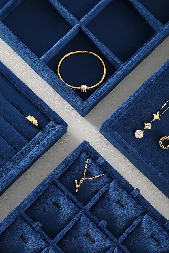 Jewelry Organizer Tray, Velvet Bracelet Display, Premium Jewelry Tray, Luxury Bangle Organizer,Blue Watch Tray